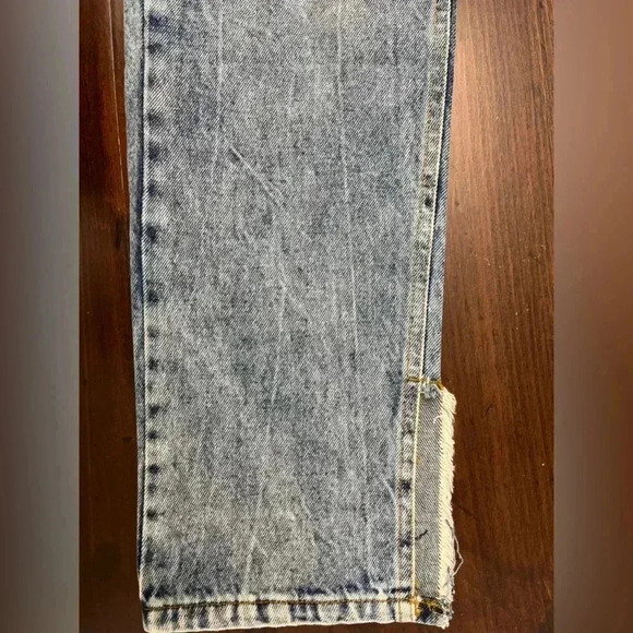 Avec Les Filles Cool Girl Distressed High Rise Straight Jeans 29 Workshop Blue - Picture 5 of 16